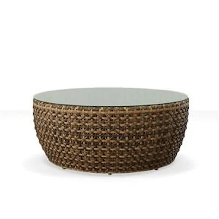 Largo Outdoor Woven Coffee Table with Glass Top